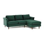 Velvet Sectional Sofa with Rolled Arms
