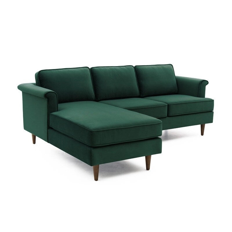 Velvet Sectional Sofa with Rolled Arms