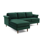 Velvet Sectional Sofa with Rolled Arms