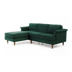 Velvet Sectional Sofa with Rolled Arms