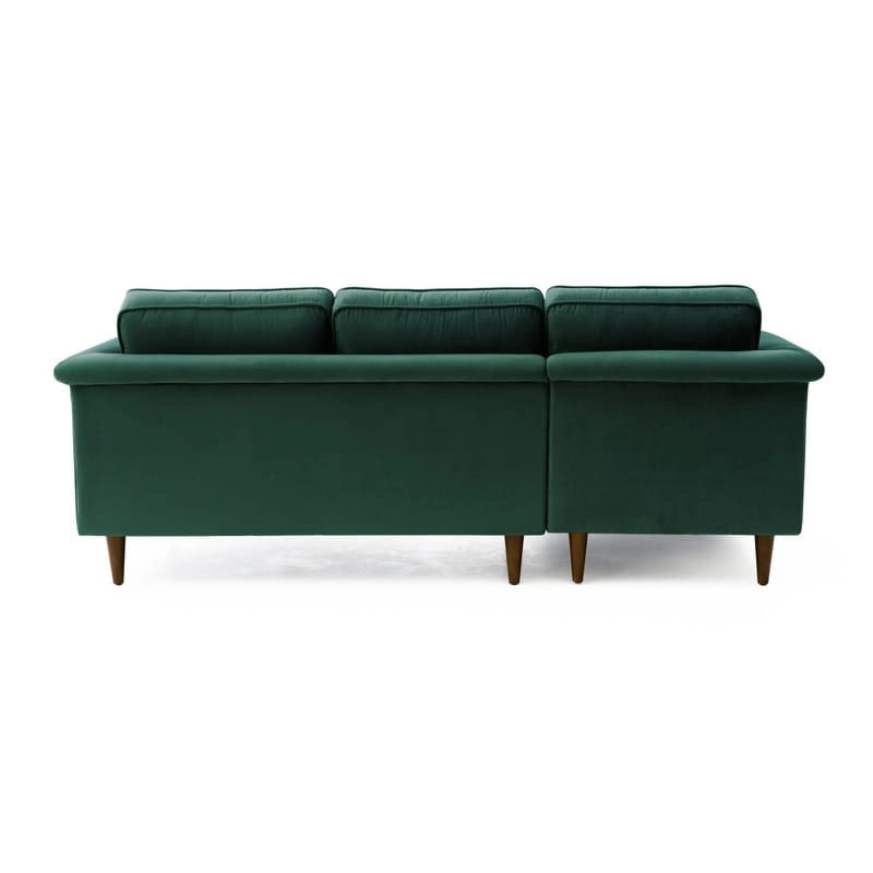 Velvet Sectional Sofa with Rolled Arms