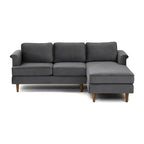 Velvet Sectional Sofa with Rolled Arms