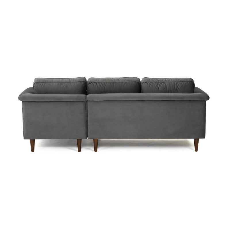 Velvet Sectional Sofa with Rolled Arms