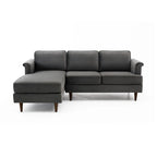Velvet Sectional Sofa with Rolled Arms