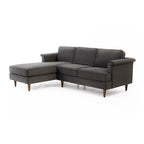 Velvet Sectional Sofa with Rolled Arms