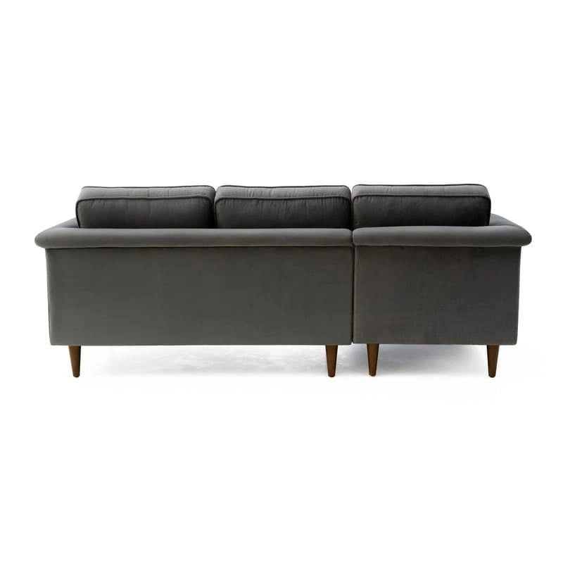 Velvet Sectional Sofa with Rolled Arms