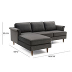 Velvet Sectional Sofa with Rolled Arms
