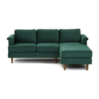 Velvet Sectional Sofa with Rolled Arms
