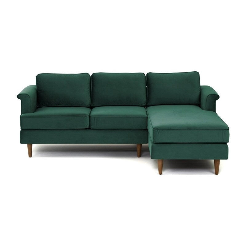 Velvet Sectional Sofa with Rolled Arms