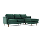 Velvet Sectional Sofa with Rolled Arms