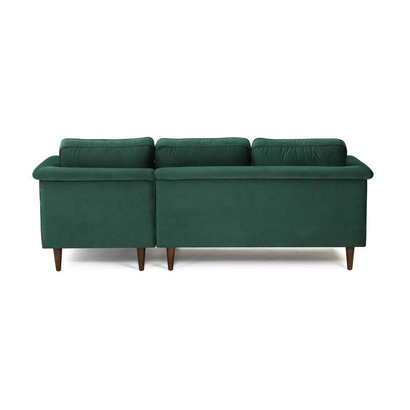 Velvet Sectional Sofa with Rolled Arms