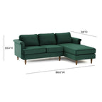 Velvet Sectional Sofa with Rolled Arms