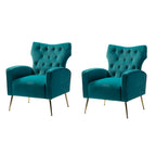 Danita Contemporary Velvet Wingback Tufted Chair With Gold Flared Metal Legs Set Of 2