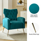 Danita Contemporary Velvet Wingback Tufted Chair With Gold Flared Metal Legs Set Of 2