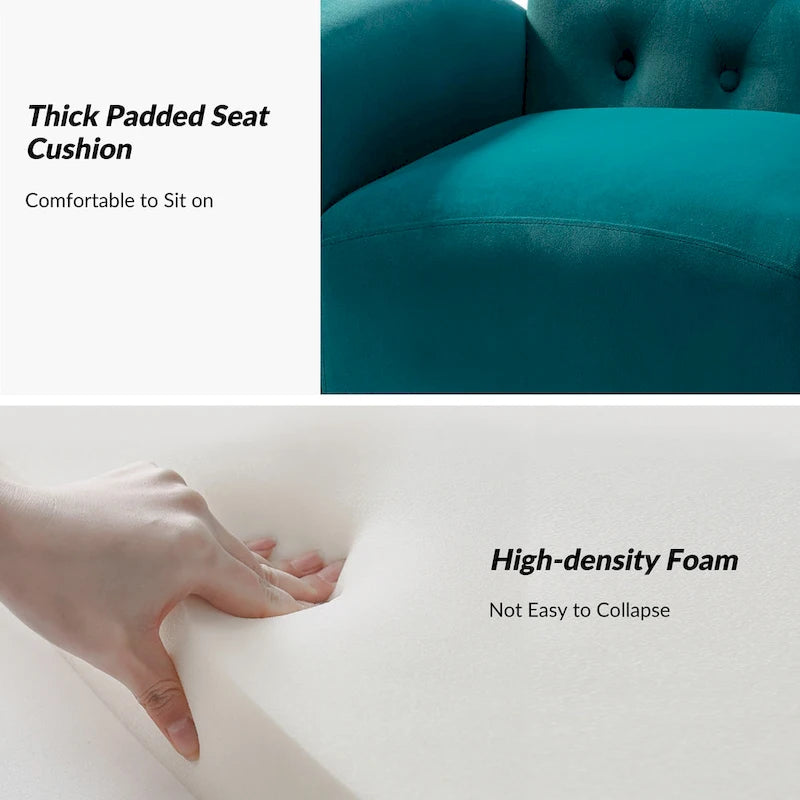 Danita Contemporary Velvet Wingback Tufted Chair With Gold Flared Metal Legs Set Of 2