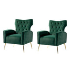 Danita Contemporary Velvet Wingback Tufted Chair With Gold Flared Metal Legs Set Of 2