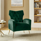 Danita Contemporary Velvet Wingback Tufted Chair With Gold Flared Metal Legs Set Of 2