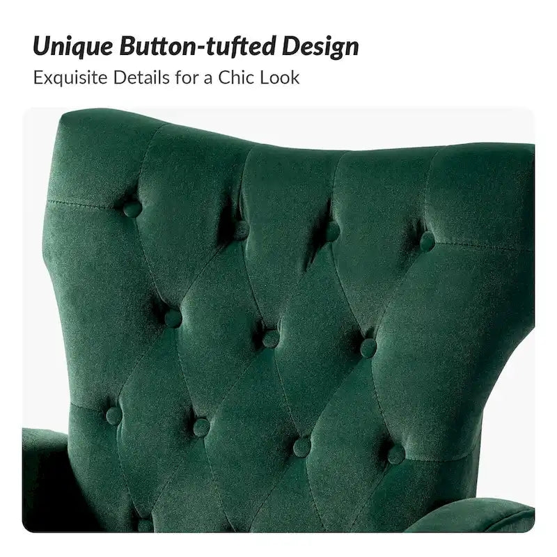 Danita Contemporary Velvet Wingback Tufted Chair With Gold Flared Metal Legs Set Of 2