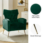 Danita Contemporary Velvet Wingback Tufted Chair With Gold Flared Metal Legs Set Of 2