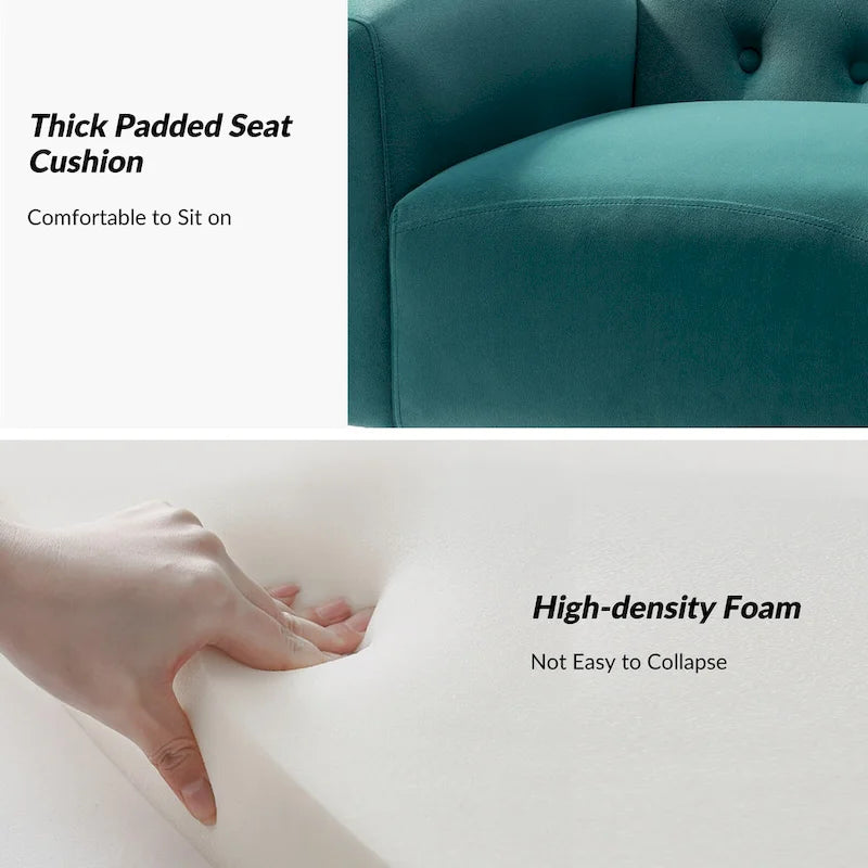 Danita Contemporary Velvet Wingback Tufted Chair With Gold Flared Metal Legs Set Of 2