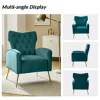 Danita Contemporary Velvet Wingback Tufted Chair With Gold Flared Metal Legs Set Of 2