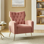 Danita Contemporary Velvet Wingback Tufted Chair With Gold Flared Metal Legs Set Of 2