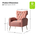 Danita Contemporary Velvet Wingback Tufted Chair With Gold Flared Metal Legs Set Of 2