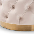 Velvet Tufted Ottoman with Brushed-Gold Base