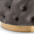 Velvet Tufted Ottoman with Brushed-Gold Base
