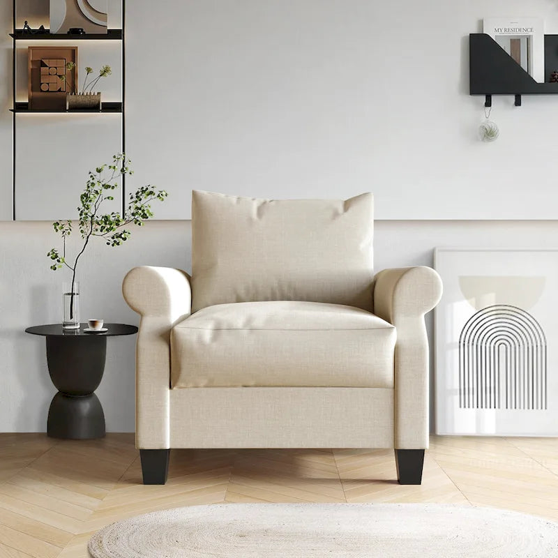 Classic Linen Upholstered Armchair