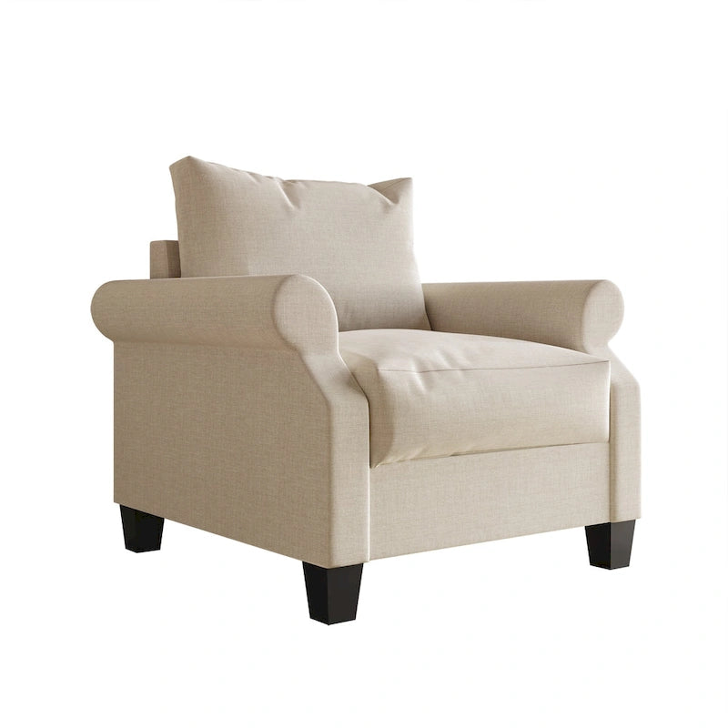 Classic Linen Upholstered Armchair