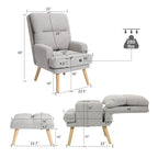 Fabric Armchair Accent Chair with Ottoman Set