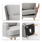 Fabric Armchair Accent Chair with Ottoman Set