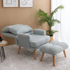 Fabric Armchair Accent Chair with Ottoman Set