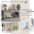 Rustic Console Table with Storage Drawers and Bottom Shelf