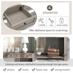Rustic Console Table with Storage Drawers and Bottom Shelf