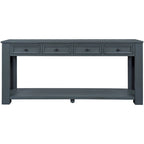 Rustic Console Table with Storage Drawers and Bottom Shelf