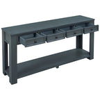 Rustic Console Table with Storage Drawers and Bottom Shelf
