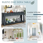 Rustic Console Table with Storage Drawers and Bottom Shelf