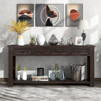 Rustic Console Table with Storage Drawers and Bottom Shelf