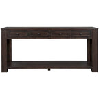 Rustic Console Table with Storage Drawers and Bottom Shelf