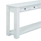 Rustic Console Table with Storage Drawers and Bottom Shelf