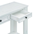 Rustic Console Table with Storage Drawers and Bottom Shelf