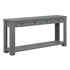 Rustic Console Table with Storage Drawers and Bottom Shelf