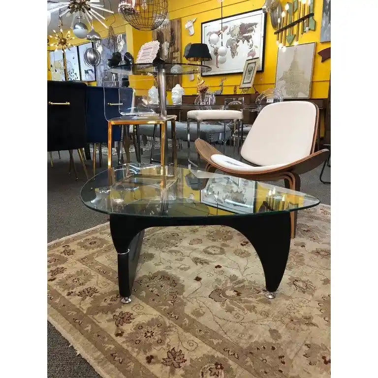 Walnut Veneer Coffee Table with Tempered Glass Top