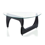 Walnut Veneer Coffee Table with Tempered Glass Top