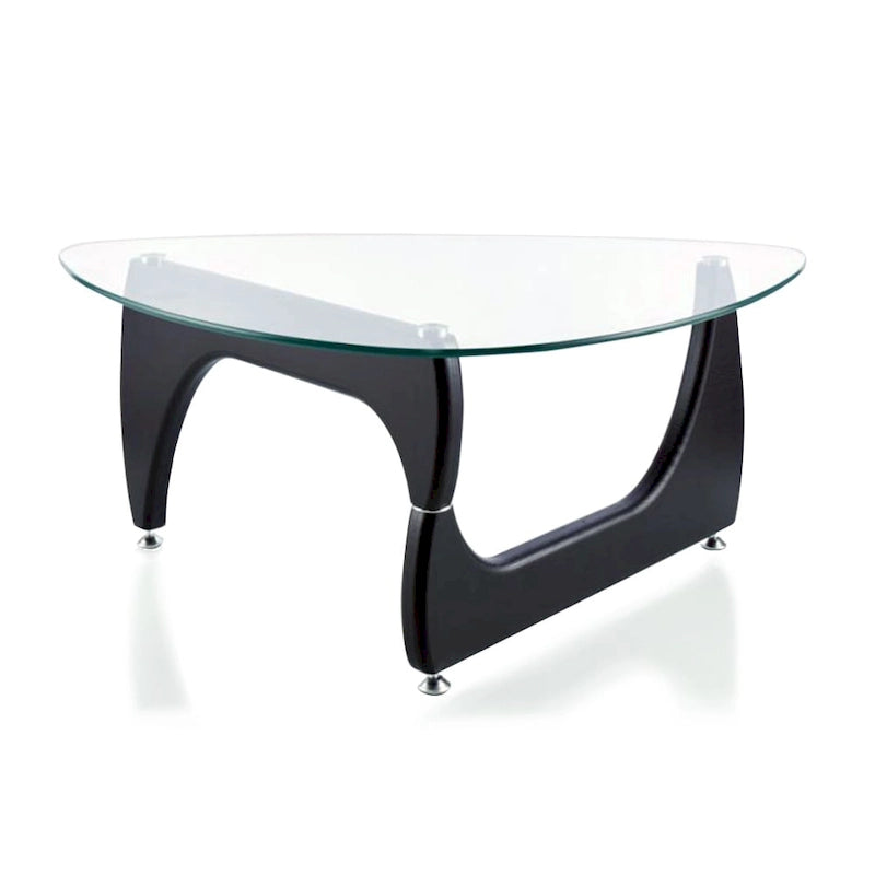 Walnut Veneer Coffee Table with Tempered Glass Top