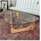 Walnut Veneer Coffee Table with Tempered Glass Top