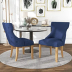 Contemporary Wood Tufted Wingback 2-Piece Side Chairs