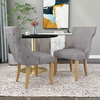 Contemporary Wood Tufted Wingback 2-Piece Side Chairs